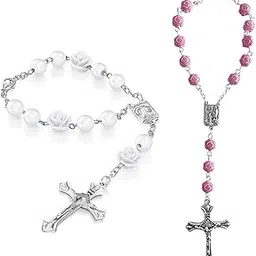 2Pcs, Car Hanging Accessories, Cute Car Accessories for Women, Pearl Style Bag Charms for Handbags Key Chain for Car, Pink and White Rear View Mirror Decor Length These Feature a Pearl-Style Dsign-picture-28