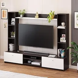 Pinnova Modern Wooden TV Unit for Living Room � Entertainment Center with Storage & Display Shelves Cabinet | Fits up to 60� TVs (Wenge & White)-image-4