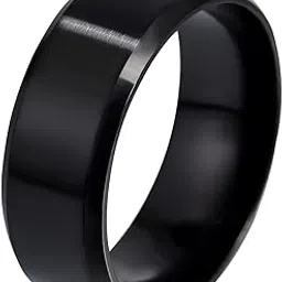 Batulii's online fashion Men’s 10mm Matte Black Titanium Steel Wedding Band Durable Scratch-Resistant Ring for Man & Boys Stylish Stainless Steel Engagement Ring for Wedding, Anniversary image 1