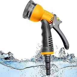 Kuber Industries Water Spray Gun|Plastic 8 Adjustable High Pressure Hose Nozzles Spray|Used for Car,Bike,Gardening Wash (Yellow)-picture-28