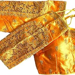 vihu fashion Women's Flower Embroidery Sleeves Cut Work Readymade Saree Blouse-picture-19
