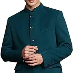 manq Men's Solid Bandhgala Blazer - Button Closures, Double-Vented Back Hem-picture-35
