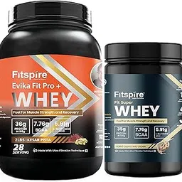 Fitspire Evika Fit Pro plus & Fit Super Whey Protein | 36g & 35g Protein Per 100g | 7.76g BCAA | Muscle Growth & Recovery (Kesar Pista- 2lbs & Cookie Cream- 1lbs)-picture-31