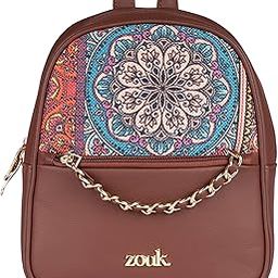 zouk Mayra Mini Daypack | Stylish Vegan Leather Backpack for Women with Water-Resistant Lining | Handcrafted Small Day Bag with Gold Zip & Adjustable Straps |-picture-5