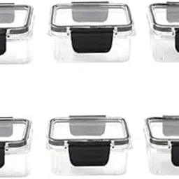 MAPPERZ Airtight Square Food Storage Container Set – 3-Pack BPA-Free Kitchen Storage Containers with Black Clip Lock Lids – Leakproof, Stackable Meal Prep & Pantry (Clear with Black Latches) PC3-picture-19