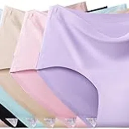 5 PCS Women’s Cotton Ice Silk Seamless Panties Hipster Underwear Breathable Full Coverage No Show Invisible Briefs Multicolor (Medium)-image-45