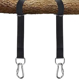 Jairi Nylon Swing Hanging Straps Kit , Holds 2000 lbs, 5ft Extra Long with Safer Lock Snap Carabiner Hooks Perfect for Tree Swing & Hammocks -Black-image-3
