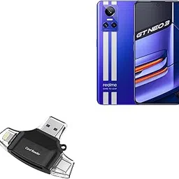 BoxWave Smart Gadget Compatible with Realme GT Neo 3 - AllReader SD Card Reader, microSD Card Reader SD Compact USB - Jet Black-picture-39