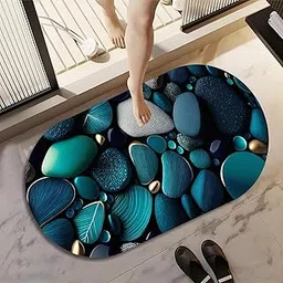 TEKCOOL 3D Bathroom mat, Door Mat, Floor Mat,Rare 3D Patterned Bath Mat, Bathroom Decor,Anti-Slip, Absorbent Bath Rug, Quick Drying, Easy Care Shower Rug, Decorate (60X40CM) (Seashell-1pc)-image-0