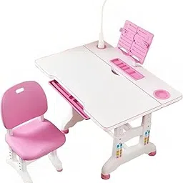 SYGA Kids Height Adjustable Desk And Chair Set Study Table Writing Desk With Eye Protection Lamp (70Cm / Princess Pink Flagship, Matte)-image-26