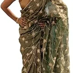 suta Armin Pure Silk Saree - Olive Green-picture-29