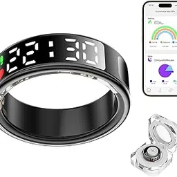 timturbo SR08 Smart Ring Health Tracker with LED Display Screen, IP68 Waterproof Fitness Ring, Bluetooth Connection Compatible with iOS/Android, Activity Tracker/Heart Rate/Blood Oxygen/Sleep/Step-picture-29