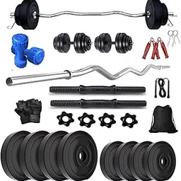 Bodyfit Home Gym Combo, Home Gym Set, Gym Equipment, Weight Plates (8Kg-100Kg) Combo with 3Ft Curl Bar, 2 Star Nut Dumbbell Rods,with Accessories (100kg Weight Plates)-picture-25