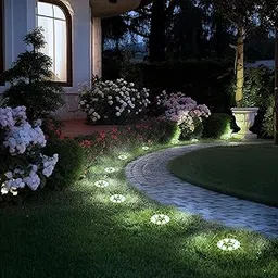 PATIOWIN 16 Pack Solar Lights Outdoor, 8 LED Solar Powered Ground Lights Waterproof Garden Landscape Lighting for Yard Deck Patio Driveway Pathway Walkway (Cool White)-picture-55