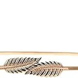 Women Metal Golden Belt Leaf Buckle Design Belt-image-6