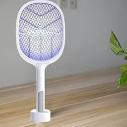 REDITEX Mosquito Bat with UV Light Lamp, 2 in 1 Mosquito Racket USB Rechargeable - Bug Zapper Electric Fly Swatter with Base Stand - Mosquito Killer Lamp with Lithium-ion Battery (Grey)-image-21