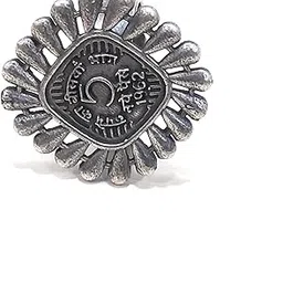 dulcett India | Oxidised Silver Ring | Square Shape 5 Paisa Oxidized Silver Black Metal Ring | Oxidised Silver Ethnic & Traditional Ring for Women & Girls-picture-19
