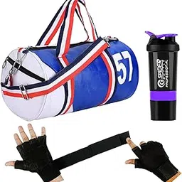 true indian New Gym Bag Combo for Men l Gym Bag with Shoe Compartment and, Shaker Bottle,Black Gloves ll Gym kit for Men and Women ll Gym Bag & Fitness Kit & Gym Bag Combo (BLUE + PURPLE)-picture-20