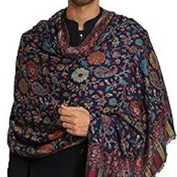 zamour Kani Weave Shawl for Men, Soft Feel Light Bamboo Cloth Traditional Kashmiri Floral Lohi Winter-picture-13