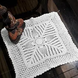Handmade Crochet lace Table Placement 16 x 16 White Colour with Premium qualityby Raja lace image 1