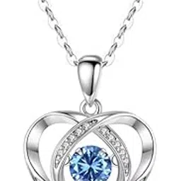 brd jewelry 925 Sterling Silver Blue Diamond Heart Pendant Necklace For Women and Girls I Gifts For Girlfriend Wife I 6 Months Warranty*-picture-18