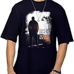 bewakoof Men's Graphic Printed 100% Cotton T-Shirt - Oversized Fit, Round Neck, Half Sleeves-picture-32