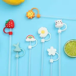 5 Pc New Reusable and Dustproof Silicone Straw Cap Cover in Multi Design (Pack of 5)-picture-71