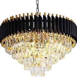 Black Mamba Round Chandelier Ceiling Crystal Glass Jhumar Lamp | Elegant Hanging Ceiling Light for Living Room, Dining & Bedroom (600 MM)-picture-13