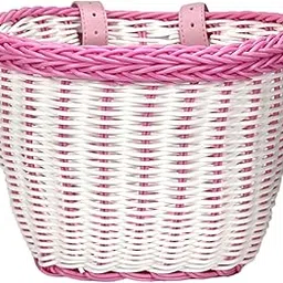 Kids Bike Basket Lightweight Front Handlebar Basket for Parks Biking Outdoor White Pink | Baskets | Bicycle Accessories-picture-27
