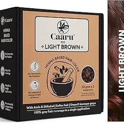 Caaru Hair Color - less dryness and itching - no ammonia - women men - 100 gms (Light Brown)-picture-43