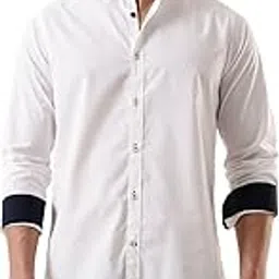 dennis lingo Men Solid Spread Collar Full Sleeves Regular Fit Cotton Casual Shirt image 1