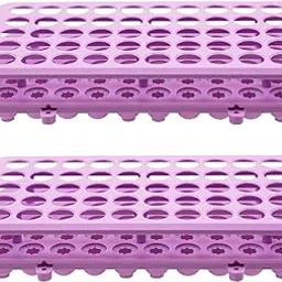 LSVERDE 2 Pcs Plastic Test Tube Rack Holder for 5ml/10ml/15ml Centrifuge Tubes, Detachable,Silicone Pad Tubes 50 Holes with Hole Diameter 18 mm (Purple） image 1