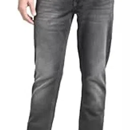 linaria Men Mid Rise Stretchable Regular Jeans (34) Blue-picture-29