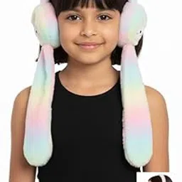 Plush Bunny Earmuffs, Pink Winter Ear Warmers, Adjustable Size for Kids and Adults, 35-40 cm-picture-48