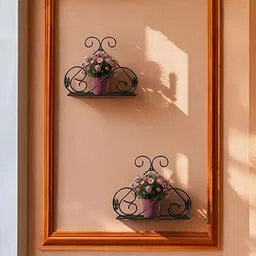 Premium Wall Mounted Plant Shelf Set of 2 | Durable Black Metal Hanging Pot Holder for Balcony, Garden & Indoor Home Decor | Rust-Free Space Saving Flower Pot Stand-picture-35