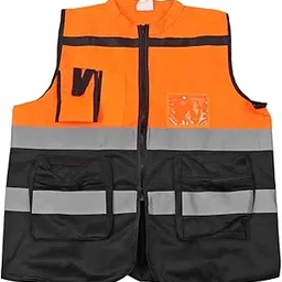 hilitand Reflective Safety Vest High Visibility Safety Vest With Pockets Zipper Reflective Work Vest Orange XL-picture-35
