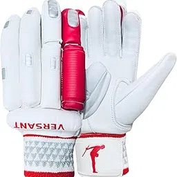 VERSANT Showman Grind Cricket Batting Gloves (White-RED-Silver, Mens, Left Handed)-picture-10