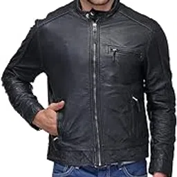 Black Mens Genuine Leather Jacket-image-82