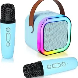 Mini Karaoke Machine for Kids Adults, Portable Bluetooth Karaoke Speaker with 2 Wireless Microphone and Lights Toys for 4, 5, 6, 7, 8, 9,10 Year Old Boys and Girls for Birthday Gifts, Home Party(Blue)-picture-31