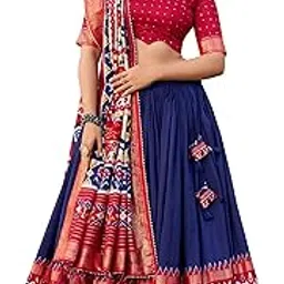 define lehenga Women’s Tussar Silk Floral Printed Semi Stitched Lehenga With Unstitched Blouse And Designer Dupatta For Wedding, Party, Festival, Family Function Or Special Occasion-picture-46