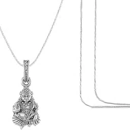 Akshat Sapphire Sterling Silver (92.5% purity) God Kuber Chain Pendant (Pendant with Chain) for Men & Women Pure Silver Lord Kubera Chain Locket for Good Health & Wealth image 1