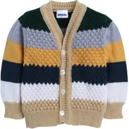 smazz Baby Boys Sweater - 1 Pc Woollen Full Sleeves V-Neck Textured Color-Block Cardigan for 3 Months to 3 Years-picture-44