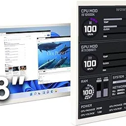 WOWNOVA 8 Inch LCD Screen Inside PC Case Screen (Desktop Mode Added), 1 Click 1 Cable to Get Started Computer Temperature Display Monitor, Sensor Panel for Inside PC Case with Screen (White)-picture-20