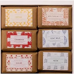 Mitti Roots Handmade Soap Gift Set | Goat Milk, Chandan, Neem, Ubtan, Multani Mitti & Gulab | 100% Natural, Paraben & Sulphate Free, Cruelty-Free | Premium Gifting Option for Men & Women [ 6 x 50gm ]-image-21