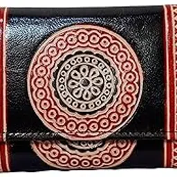 chitrahar Shantiniketan Genuine Leather Handcrafted Geometric Motif Clutch For Women-picture-50