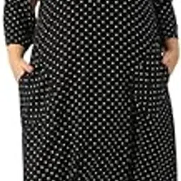 therebelinme Plus Size Polka Dot Printed A-Line Dress # Black-picture-11