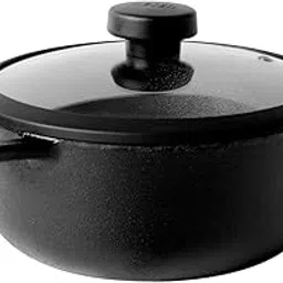 Meyer Pre-Seasoned Cast Iron Dutch Oven | Biryani Pot | Cast Iron Casserole with Heavy Bottom |Cooking Pot with Lid| Biryani Pot Induction bottom| Stew Pot| Cast Iron Cookware, 20cm/ 2.8 Litre, Black-picture-38