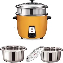 V-GUARD Rice Cooker with Double SS pot,1.8 litres | 2 Stainless Steel Cooking Pot | Stainless Steel Lid | 700 Watts 5-Year Heating Plate & 2-Year Product Coverage by V-Guard | Measuring Cup | Spatula|( VRCD 1.8 SS 2CB)-image-3