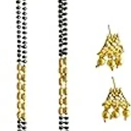 aaiku Black Golden Micro Polish Finishe Mangalsutra and Pendant with Earrings Set for Women Size 36 Inch 6 month Warranty for Polish-picture-43