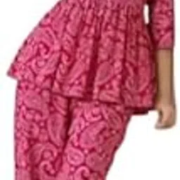 Floral Print Pink Pajama Set, Comfortable Sleepwear for Women-image-57
